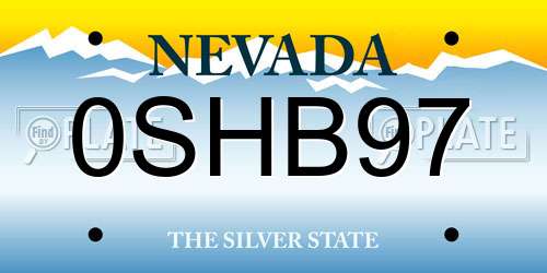 0SHB97 Nevada License Plate