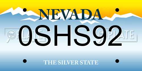 0SHS92 Nevada License Plate