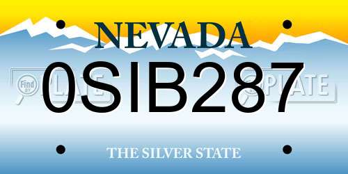 0SIB287 Nevada License Plate