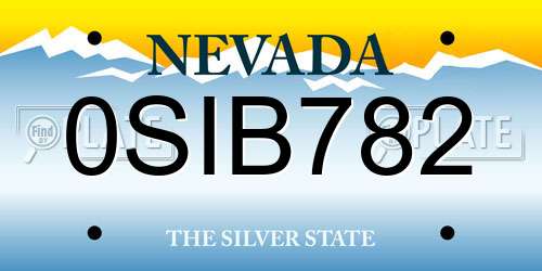 0SIB782 Nevada License Plate