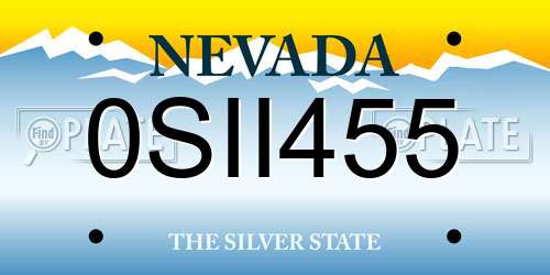 0SII455 Nevada License Plate