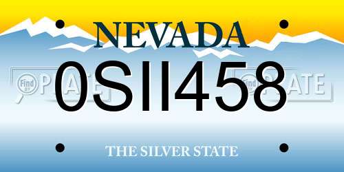 0SII458 Nevada License Plate