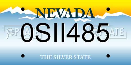 0SII485 Nevada License Plate