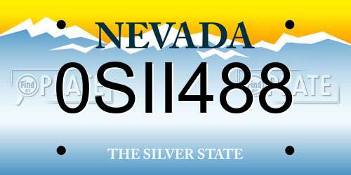 0SII488 Nevada License Plate
