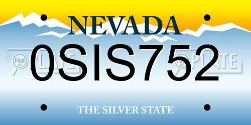 0SIS752 Nevada License Plate