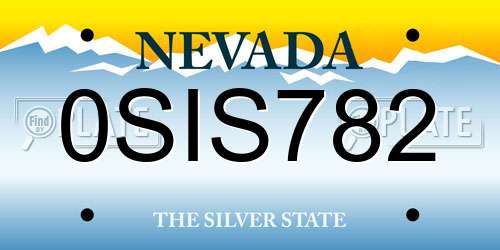 0SIS782 Nevada License Plate