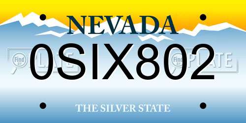 0SIX802 Nevada License Plate