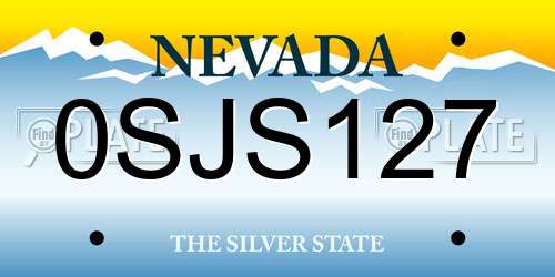 0SJS127 Nevada License Plate