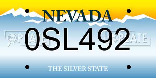 0SL492 Nevada License Plate