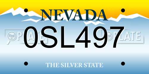 0SL497 Nevada License Plate