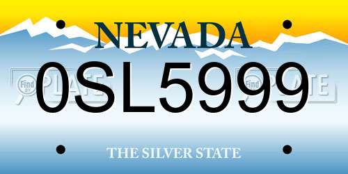 0SL5999 Nevada License Plate