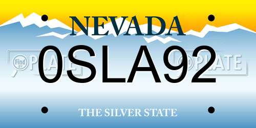 0SLA92 Nevada License Plate