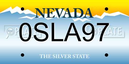 0SLA97 Nevada License Plate