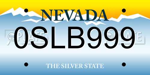 0SLB999 Nevada License Plate
