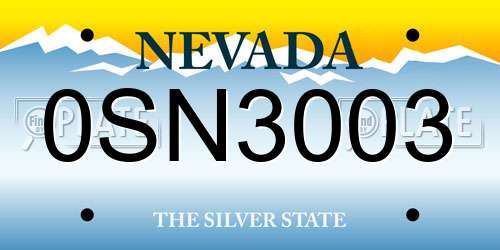 0SN3003 Nevada License Plate
