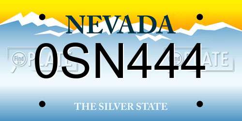 0SN444 Nevada License Plate