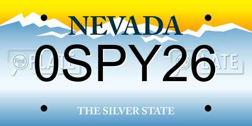 0SPY26 Nevada License Plate