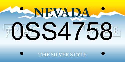0SS4758 Nevada License Plate