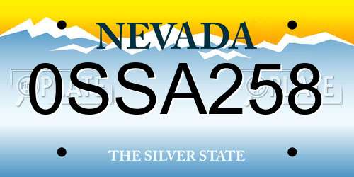 0SSA258 Nevada License Plate