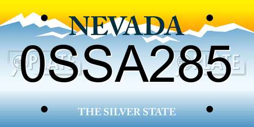 0SSA285 Nevada License Plate