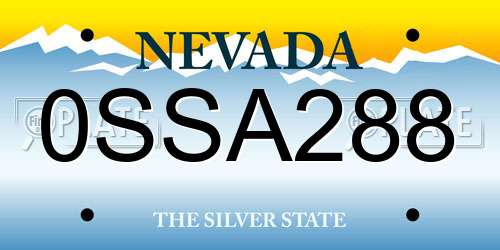 0SSA288 Nevada License Plate