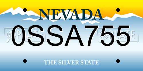 0SSA755 Nevada License Plate