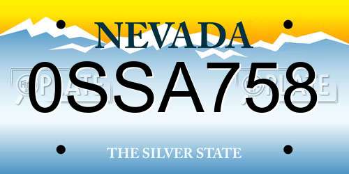 0SSA758 Nevada License Plate