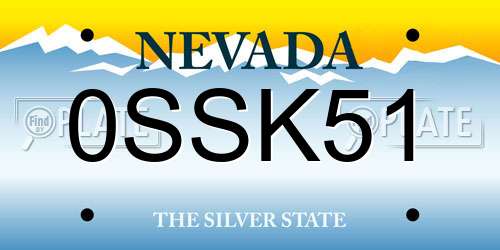 0SSK51 Nevada License Plate