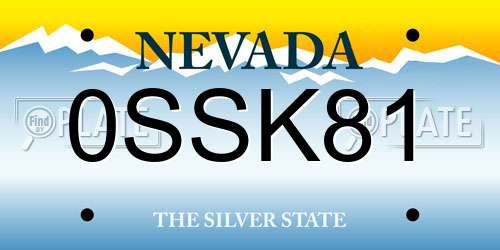 0SSK81 Nevada License Plate