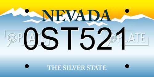 0ST521 Nevada License Plate
