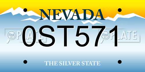 0ST571 Nevada License Plate