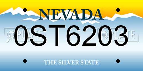 0ST6203 Nevada License Plate