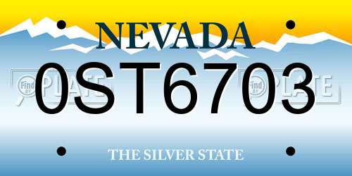 0ST6703 Nevada License Plate