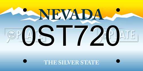 0ST720 Nevada License Plate