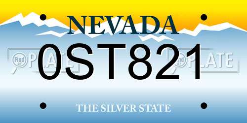 0ST821 Nevada License Plate