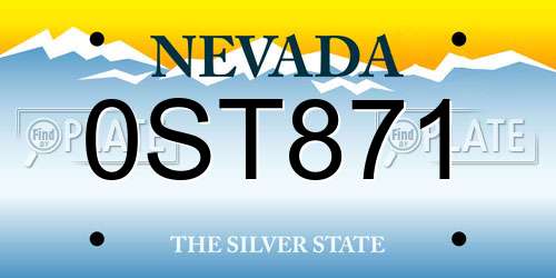 0ST871 Nevada License Plate