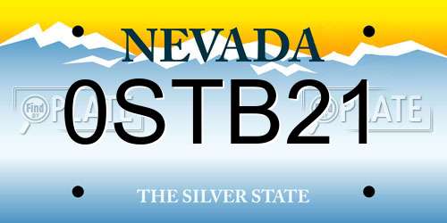 0STB21 Nevada License Plate
