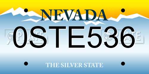 0STE536 Nevada License Plate