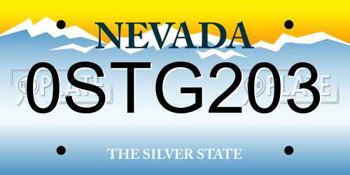 0STG203 Nevada License Plate