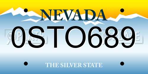 0STO689 Nevada License Plate