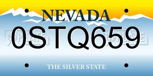 0STQ659 Nevada License Plate