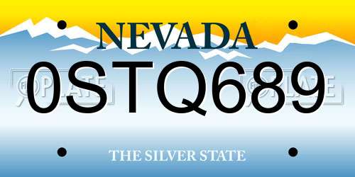 0STQ689 Nevada License Plate