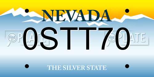 0STT70 Nevada License Plate