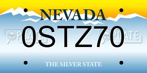 0STZ70 Nevada License Plate