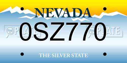 0SZ770 Nevada License Plate