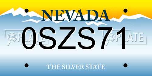0SZS71 Nevada License Plate