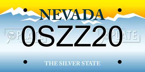 0SZZ20 Nevada License Plate