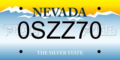 0SZZ70 Nevada License Plate