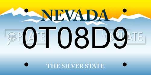 0T08D9 Nevada License Plate