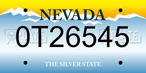 0T26545 Nevada License Plate